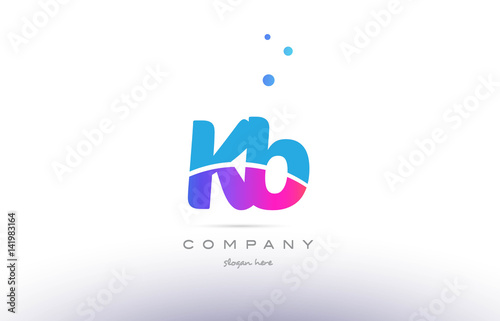 kb k b  pink blue white modern alphabet letter logo icon template