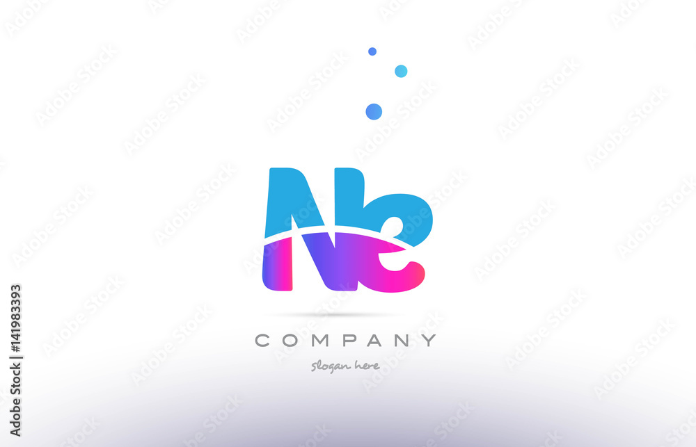 ne n e  pink blue white modern alphabet letter logo icon template
