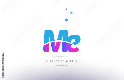 me m e  pink blue white modern alphabet letter logo icon template