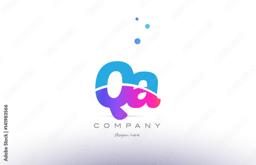 qa q a pink blue white modern alphabet letter logo icon template qa q a pink blue white modern alphabet letter logo icon template