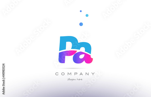 pa p a  pink blue white modern alphabet letter logo icon template