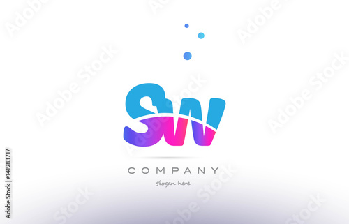 sw s w pink blue white modern alphabet letter logo icon template