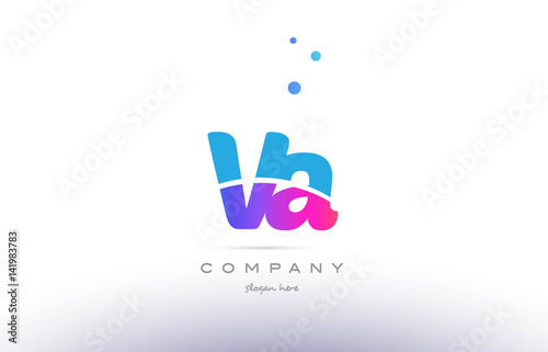 va v a pink blue white modern alphabet letter logo icon template