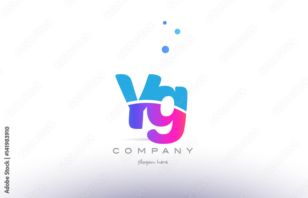 yg y g  pink blue white modern alphabet letter logo icon template