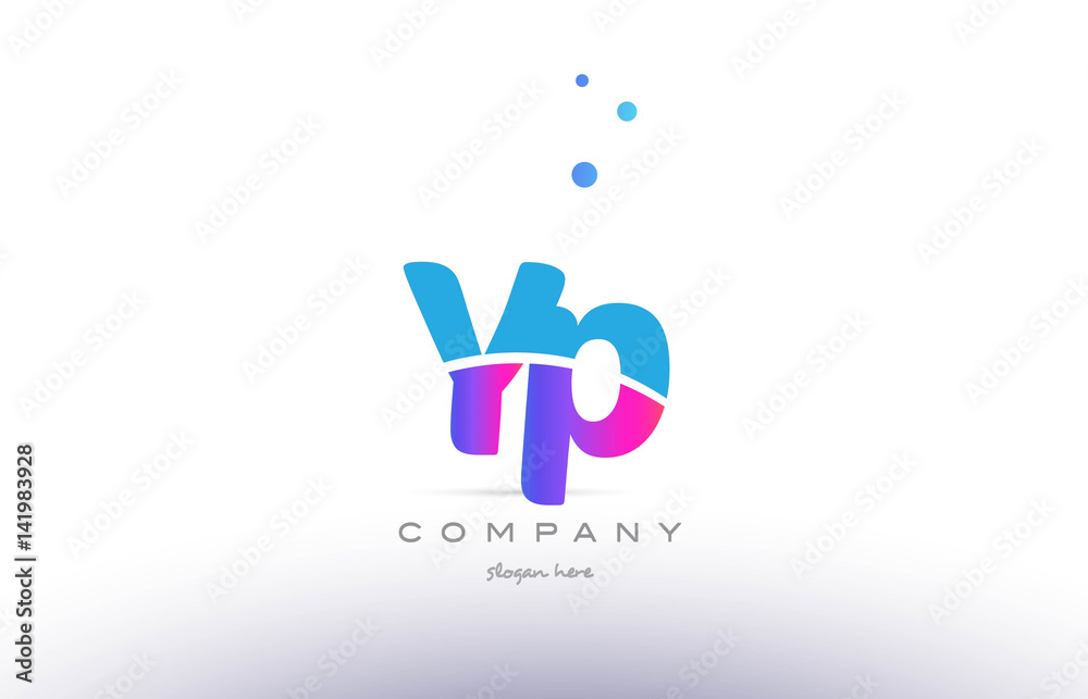 yp y p  pink blue white modern alphabet letter logo icon template