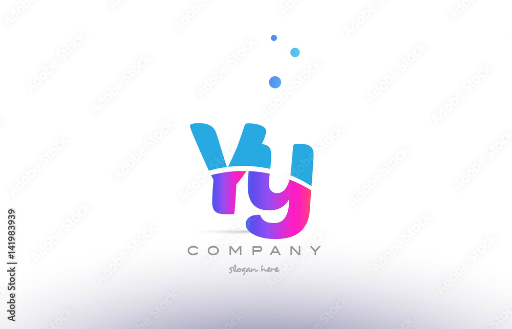 yy y  pink blue white modern alphabet letter logo icon template