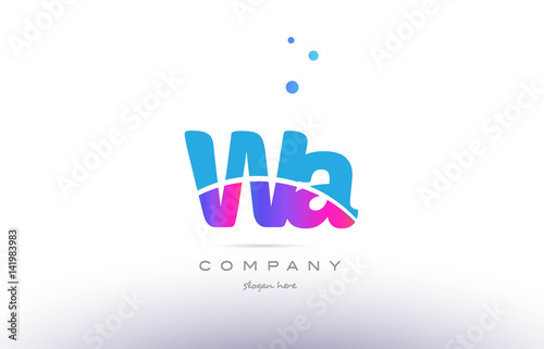 Fototapeta Naklejka Na Ścianę i Meble -  wa w a  pink blue white modern alphabet letter logo icon template