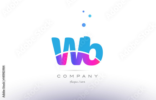 Fototapeta Naklejka Na Ścianę i Meble -  wb w b  pink blue white modern alphabet letter logo icon template