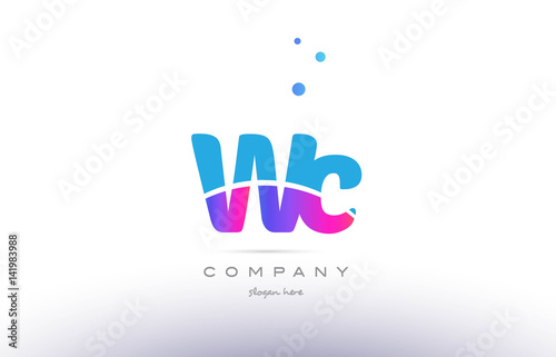 Fototapeta Naklejka Na Ścianę i Meble -  wc w c  pink blue white modern alphabet letter logo icon template