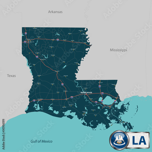 Map of state Louisiana, USA