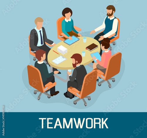 Business meeting concept isometric people style 3d