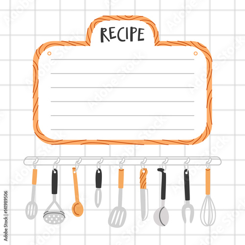 Recipe template with kitchen utensils
