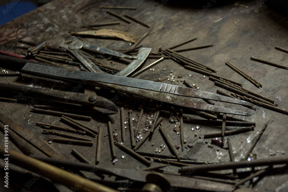 Collection of old basic jewellery making tools. Collection of old basic jewellery making tools.
