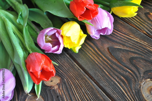 Rustykalne tło z tulipanami