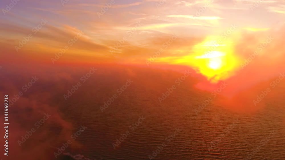 Fiery Sunset Fly Though Clouds. 4k resolution Fiery Sunset Fly Though Clouds. 4k resolution