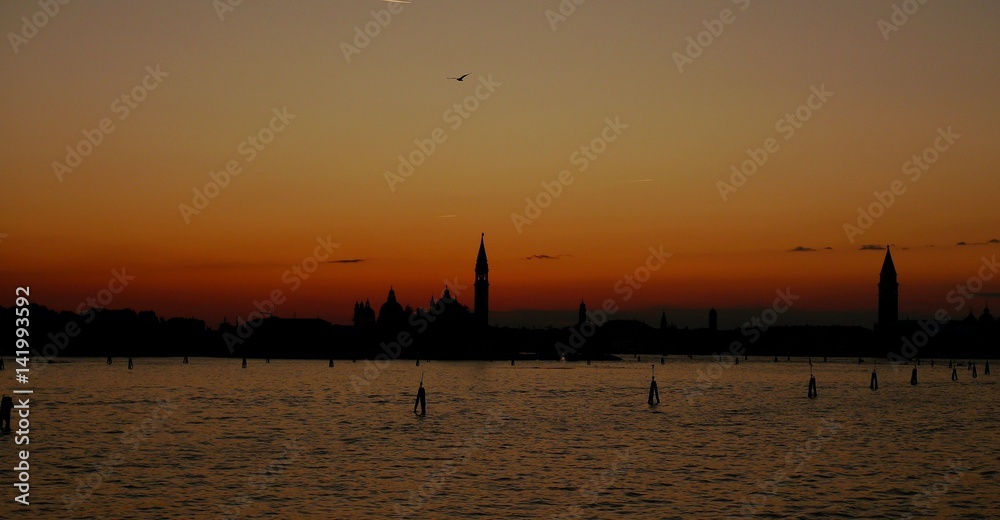 Venice lagoon Landscape sunset