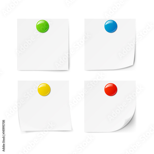 Colored magnets isolated on white background. Vector illustration.
