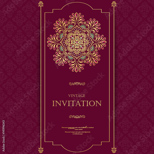 Wedding or invitation card  vintage style  with  crystals  abstarct pattern background  ,vector element eps10 illustration,indian,islam,wedding,invitation