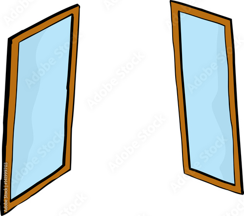 Pair of window or mirror cartoons