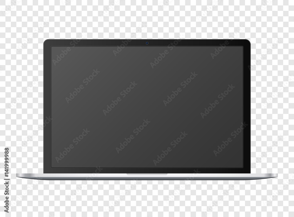Open notebook template, black digital portable computer with empty screen, vector illustration Open notebook template, black digital portable computer with empty screen, vector illustration