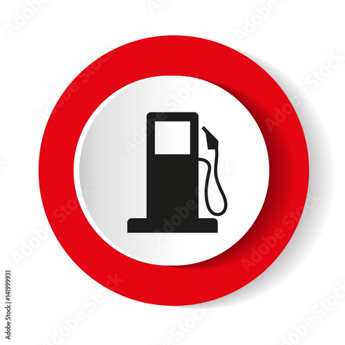 Round icon red petrol station. Vector illustration.