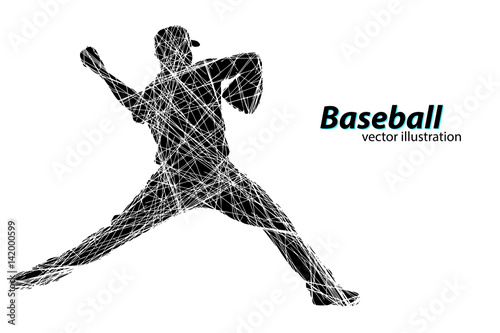 Silhouette of a baseball player. Vector illustration