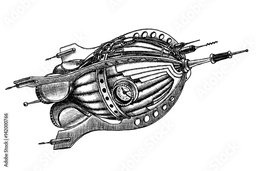 Obraz na plátně steampunk rocket. Vector illustration
