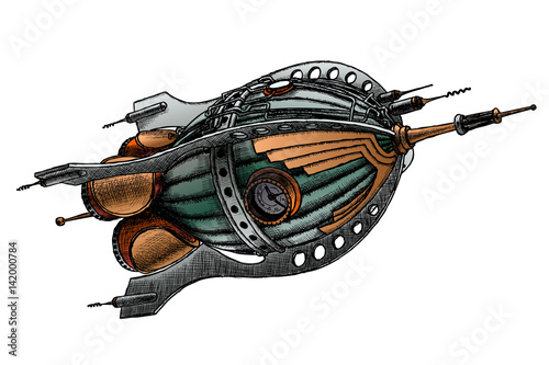 steampunk rocket. Vector illustration