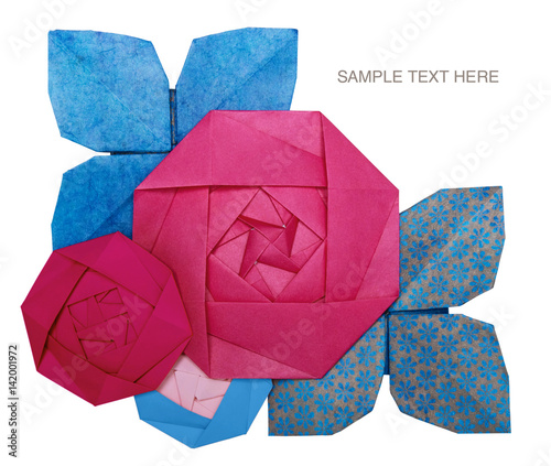 Origami paper pink rose photo