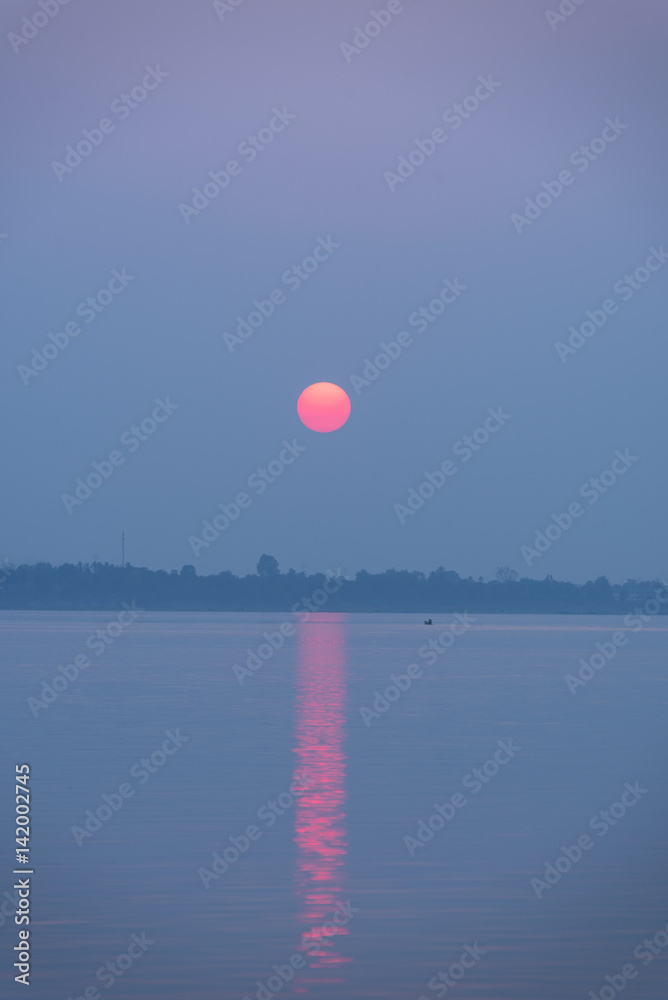 Sunset in the khong river so beautiful, Laos Sunset in the khong river so beautiful, Laos