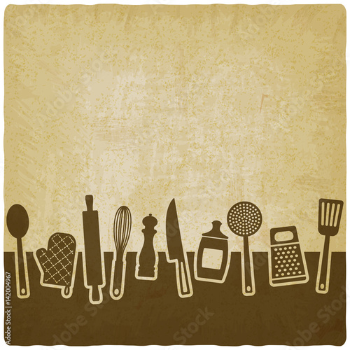 Menu or recipe book design. set of kitchen utensils