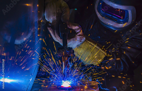 Fototapeta Naklejka Na Ścianę i Meble -  Industrial steel welder in factory technical,