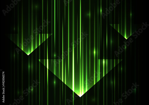 green arrow abstract technology background, bright speed abstract background, glowing line verticle abstract background, vector illustration