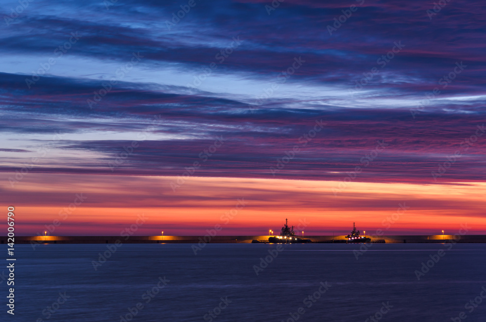 SUNRISE IN SWINOUJSCIE - Colorful dawn over the sea port
SUNRISE IN SWINOUJSCIE - Colorful dawn over the sea port