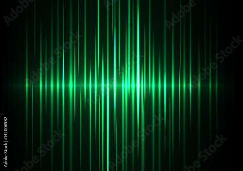 green wave abstract background, digital technology data backdrop, music wave, sound wave, vector illustration