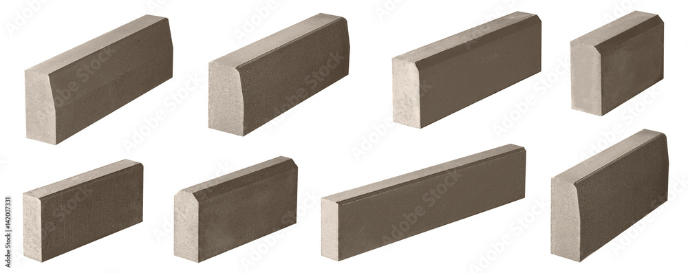Obraz premium set curbs of concrete isolated on white