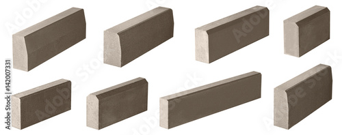 set curbs of concrete isolated on white photo