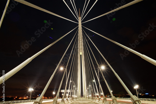 Fototapeta Naklejka Na Ścianę i Meble -  Abstract image - Suspension Bridge night lights