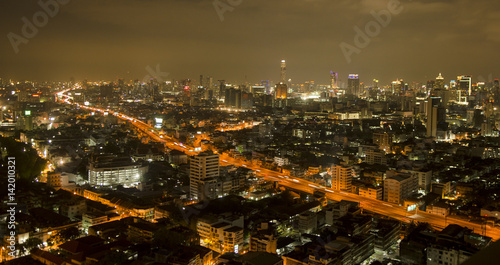 Bangkok downtown top View at Night