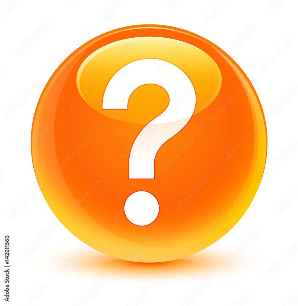 Question mark icon glassy orange round button Question mark icon glassy orange round button