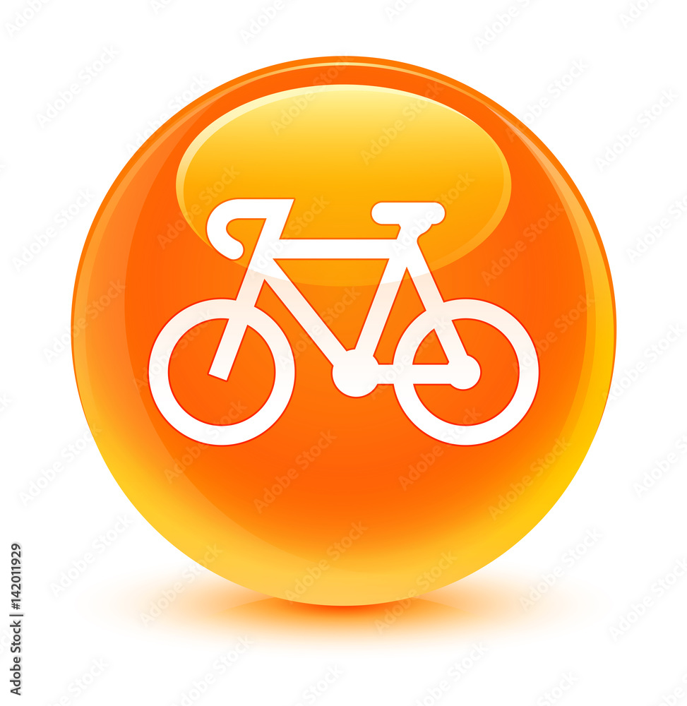 Bicycle icon glassy orange round button Bicycle icon glassy orange round button