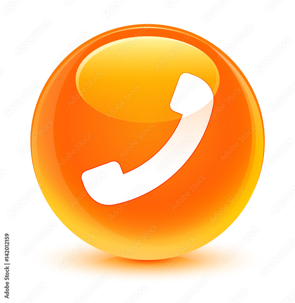Phone icon glassy orange round button Phone icon glassy orange round button