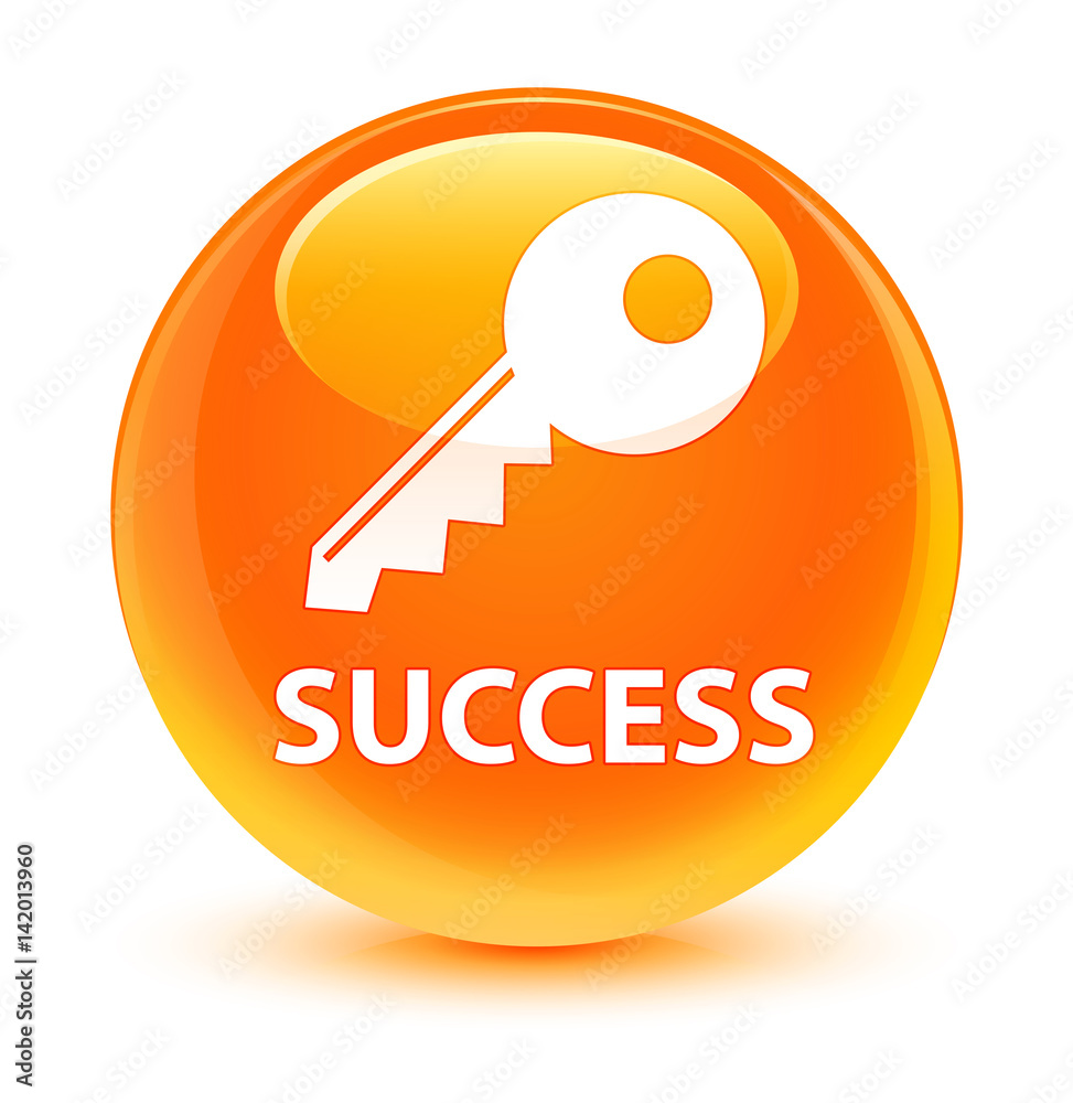 Success (key icon) glassy orange round button Success (key icon) glassy orange round button