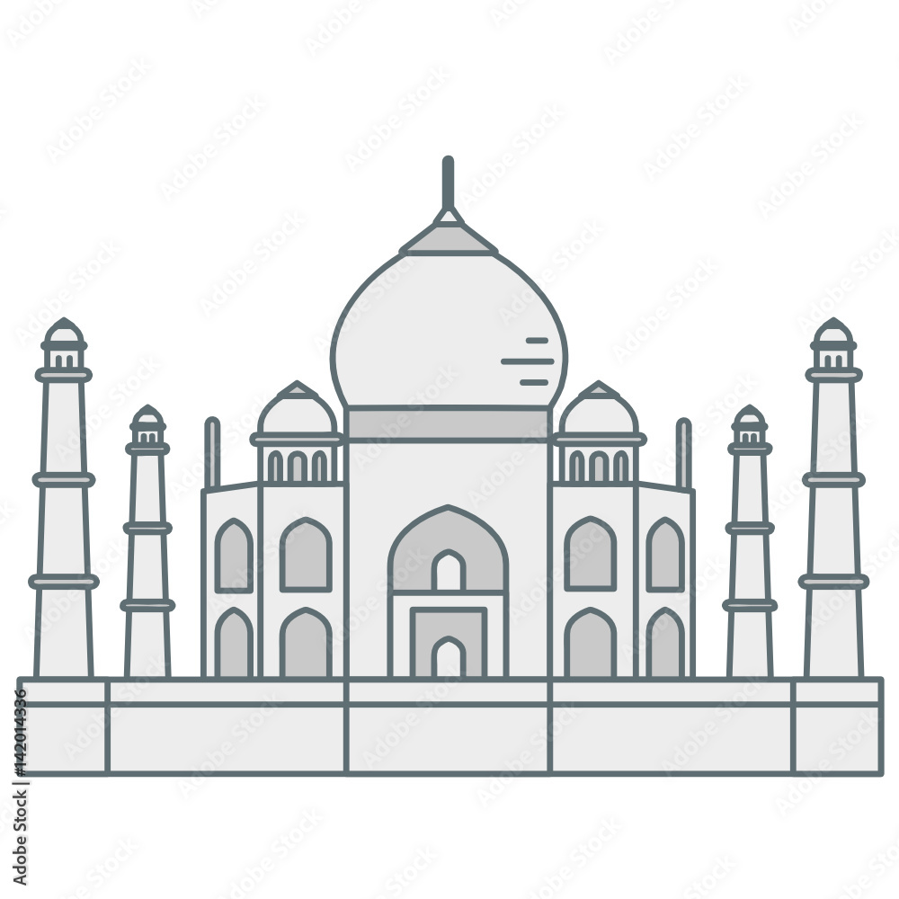Taj Mahal Filled Outline