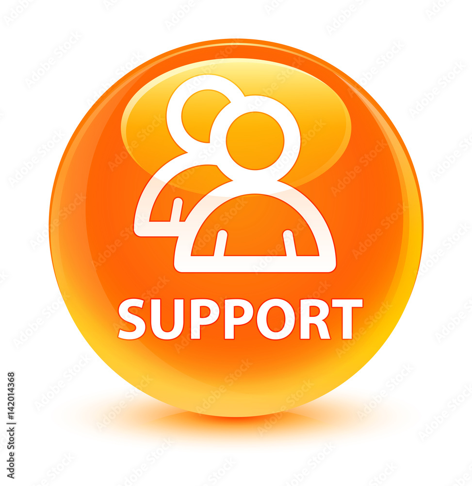Support (group icon) glassy orange round button Support (group icon) glassy orange round button