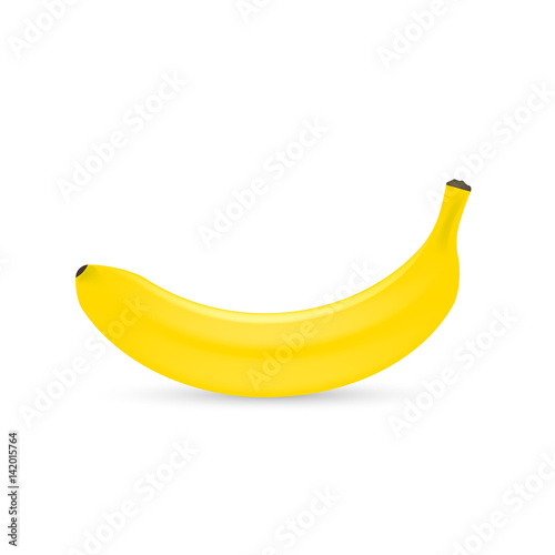 Realistic Banana. Ripe banana isolated on white background. Vector illustration. 