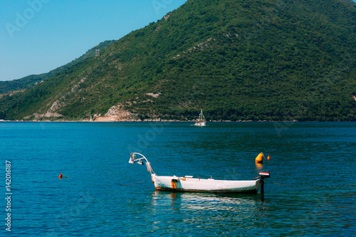 Fishing boats in the Bay of Kotor in Montenegro.