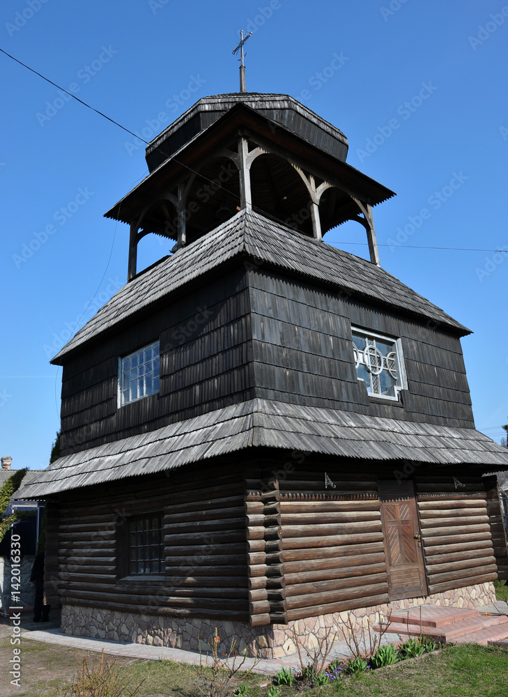 The bell tower of the old wooden church of the Ascension in Chertkov. In May 2017 the church will celebrate its 300th anniversary