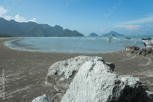 Hua hin Beach and big stone photo