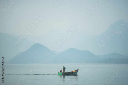 Thailand November 25 2015,fisherman and boat driver between going out to Thailand gulf for fishing in Leam-Singha ,Chantaburi town Thailand